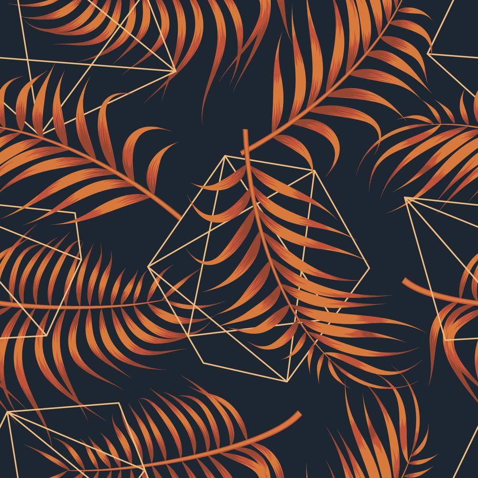 Leaves seamless pattern with abstract polygonal line vector