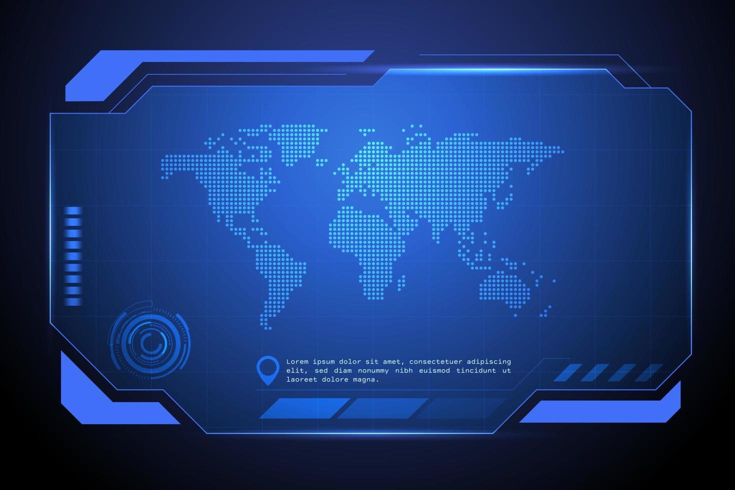 Futuristic technology world map vector illustration