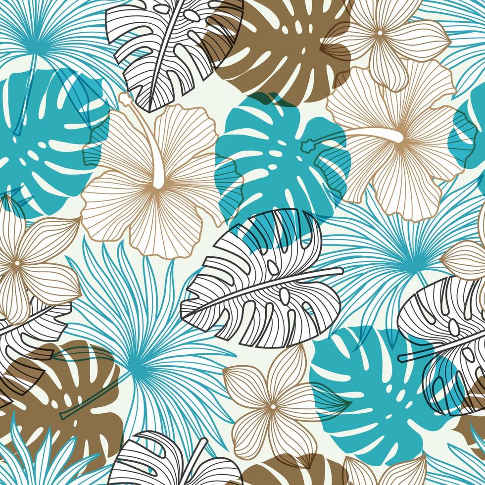patrón transparente floral abstracto con hojas. fondo tropical vector