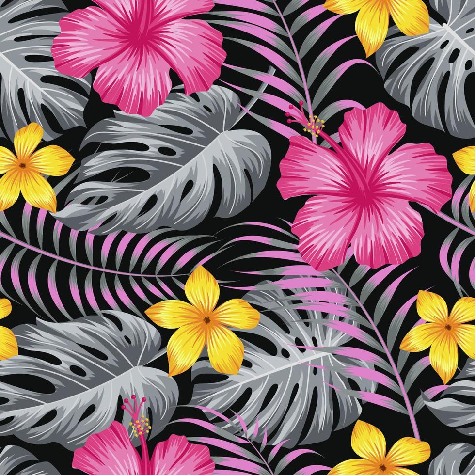 Floral seamless pattern with leaves. tropical background vector