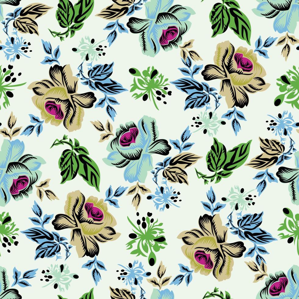 Rose vector. Vintage seamless pattern. Flower motif design for textile