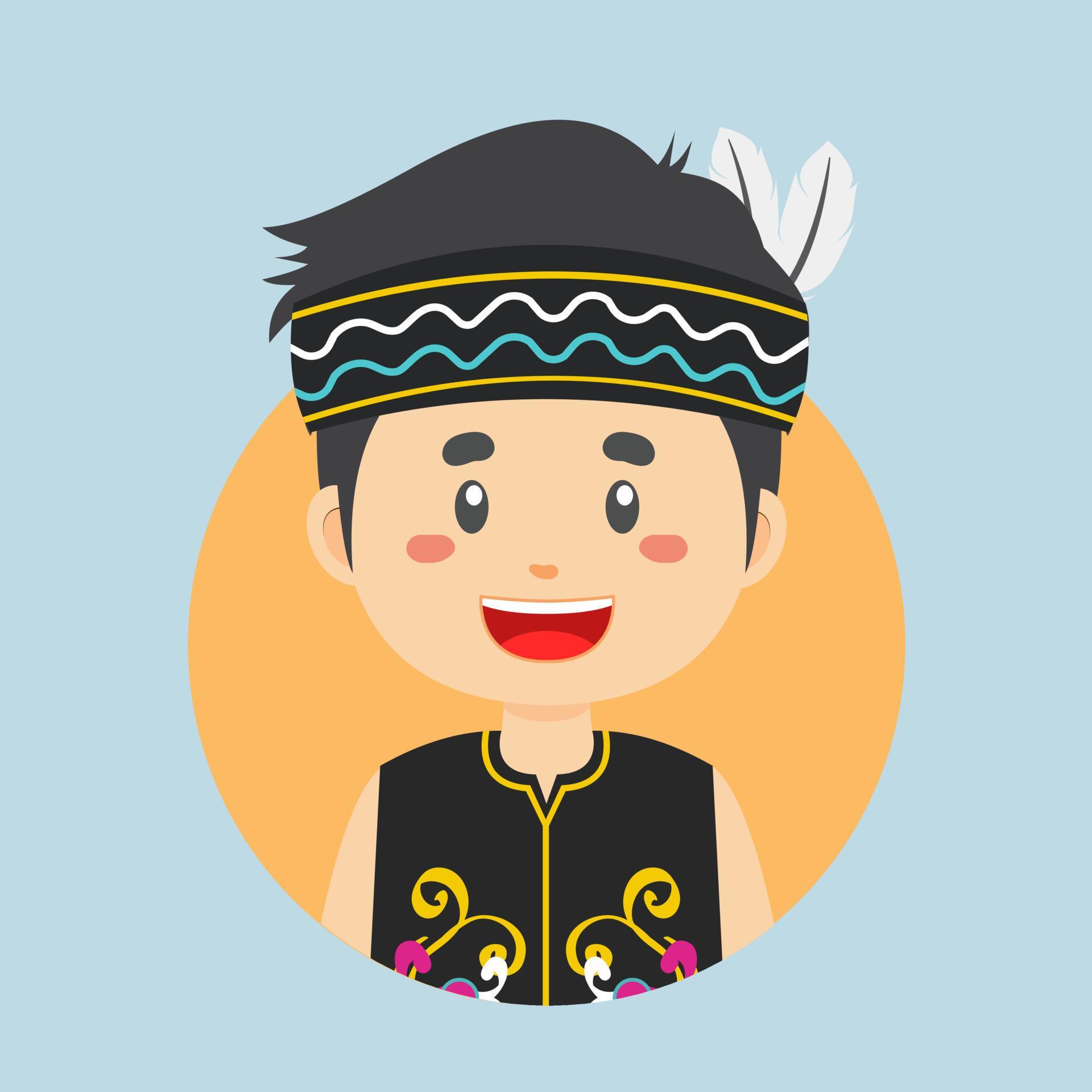 Avatar of a Dayak Indonesian Character 21770074 Vector Art at Vecteezy
