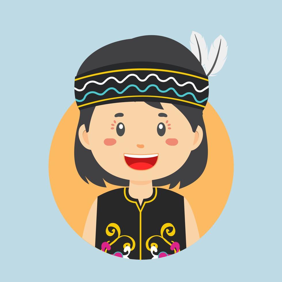 avatar de un dayak indonesio personaje vector