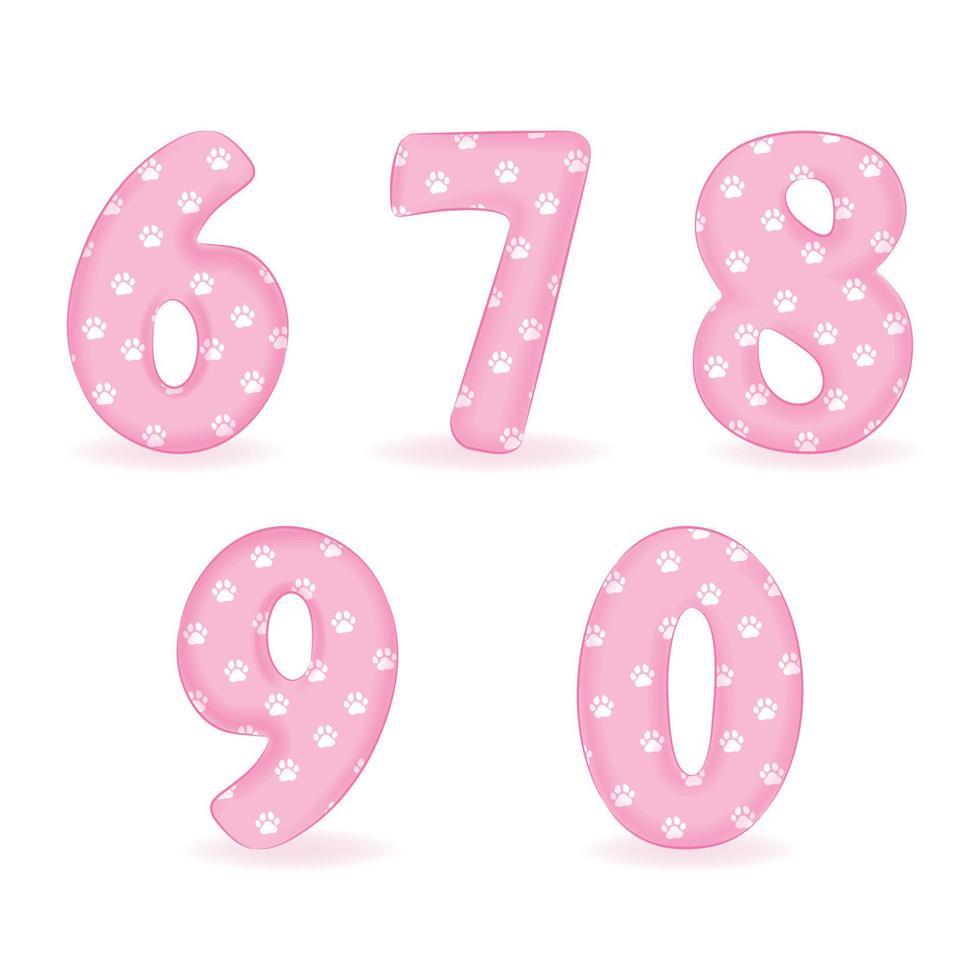 Paw Number, font number illustration vector