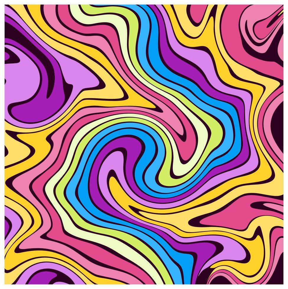 An abstract psychedelic wavy background. vivid, abstract and colorful psychedelic background made in old-school style. vector