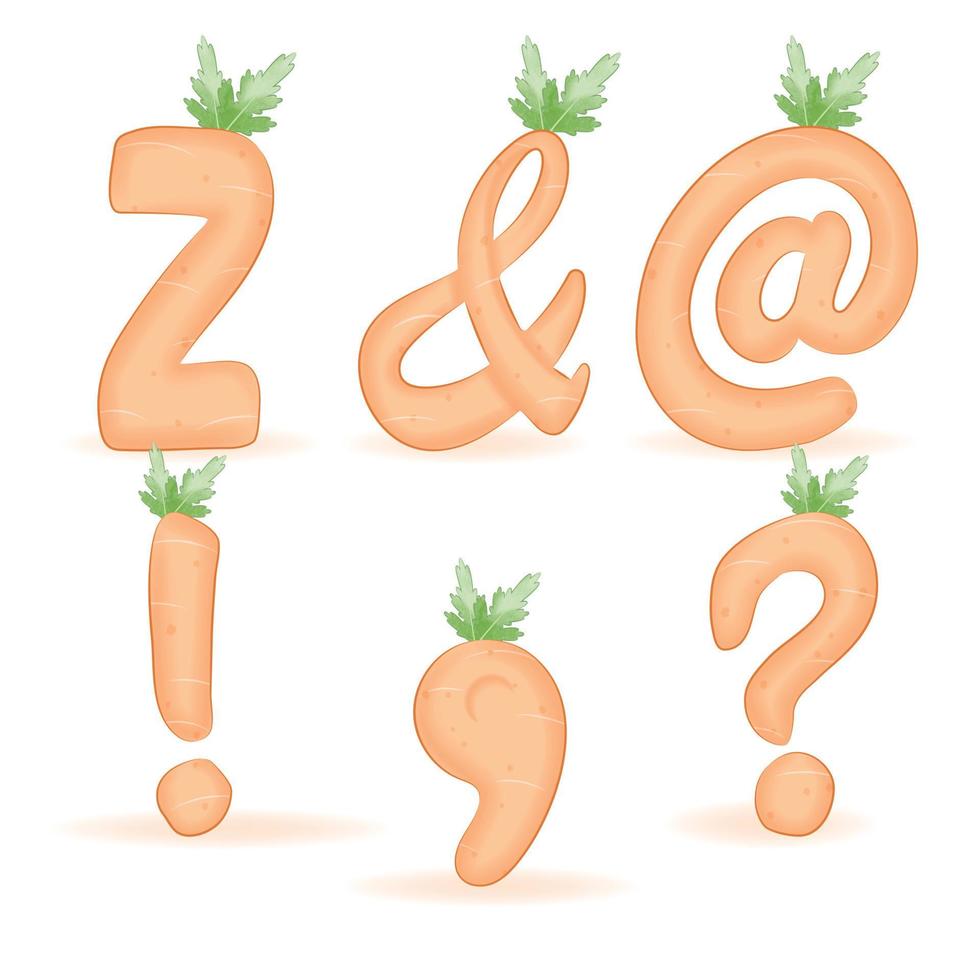linda Zanahoria alfabeto símbolo decoración ilustración vector