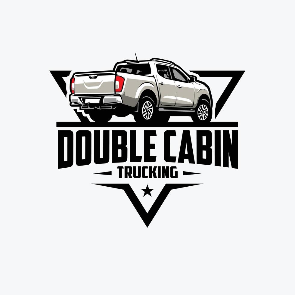 Double Cabin Truck Emblem Logo Design Vector Isolated