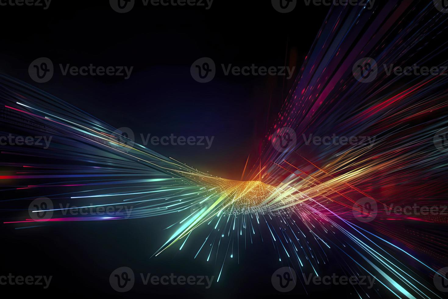 Speed of digital lights, neon glowing rays. Futuristic technology abstract background with lines for network, big data, data center, server, internet photo