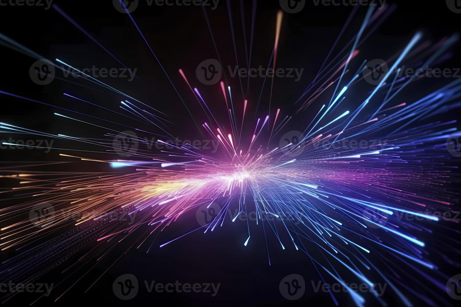 Speed of digital lights, neon glowing rays. Futuristic technology abstract background with lines for network, big data, data center, server, internet photo