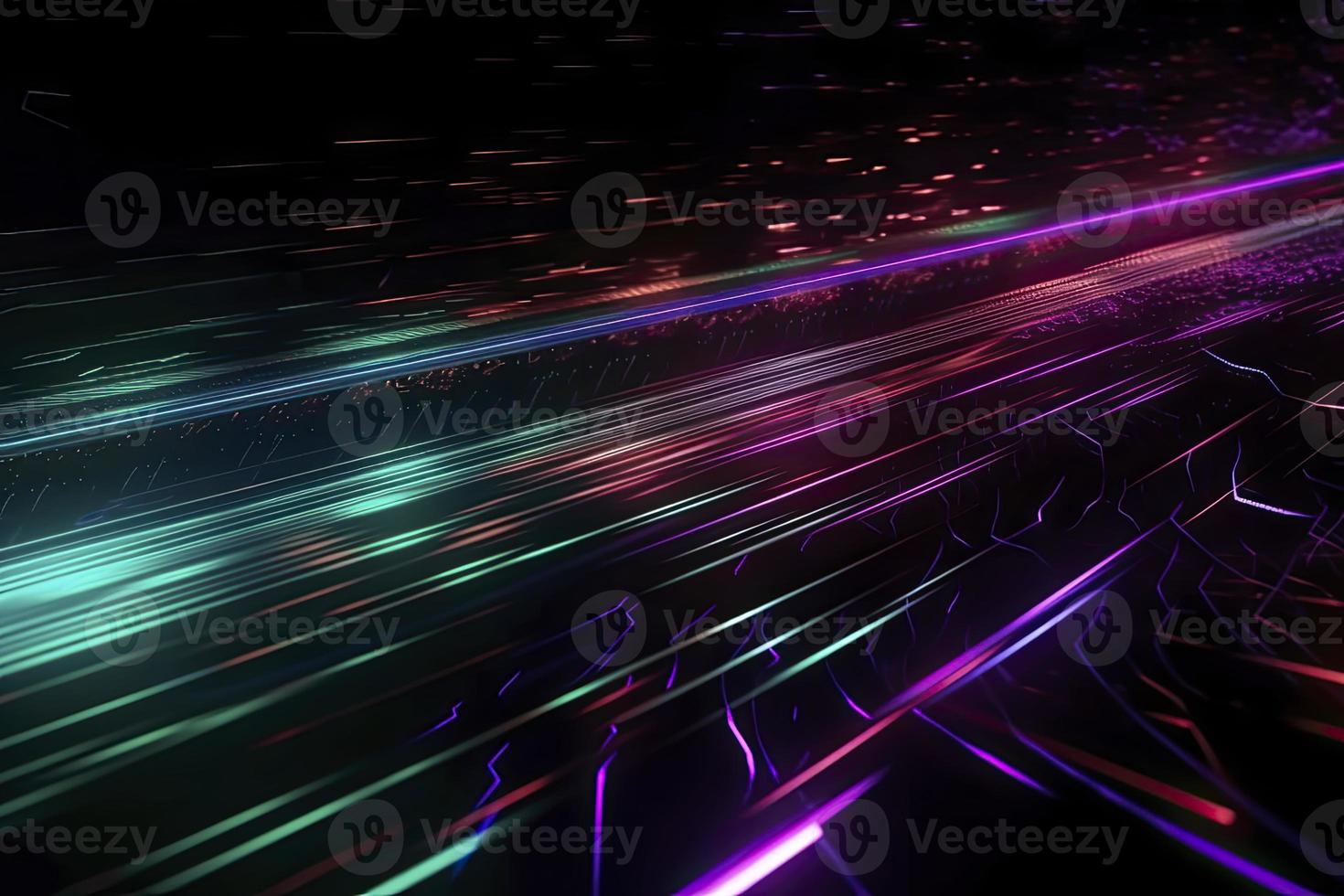 Speed of digital lights, neon glowing rays. Futuristic technology abstract background with lines for network, big data, data center, server, internet photo