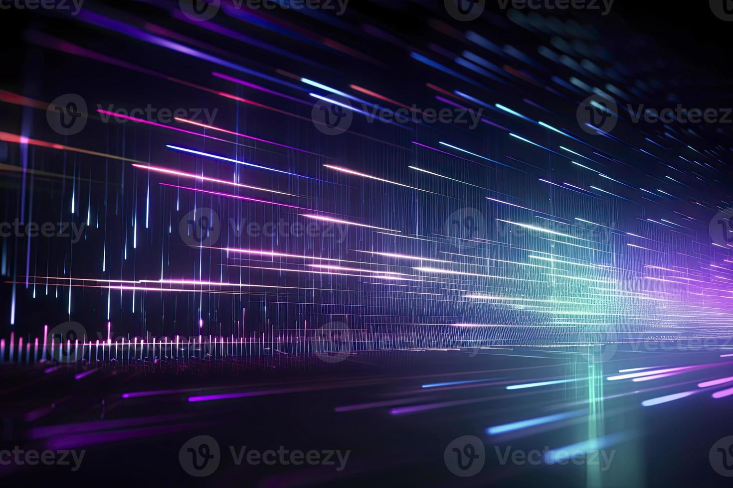 Speed of digital lights, neon glowing rays. Futuristic technology abstract background with lines for network, big data, data center, server, internet photo