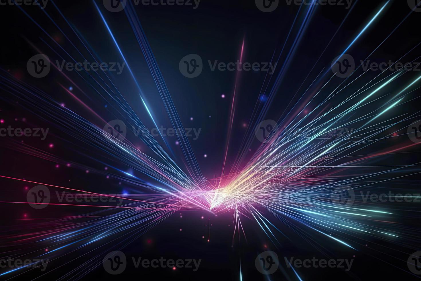 Speed of digital lights, neon glowing rays. Futuristic technology abstract background with lines for network, big data, data center, server, internet photo