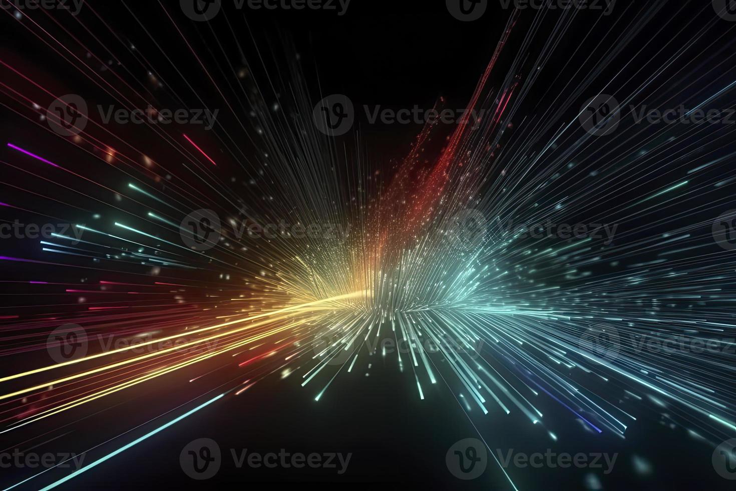 Speed of digital lights, neon glowing rays. Futuristic technology abstract background with lines for network, big data, data center, server, internet photo