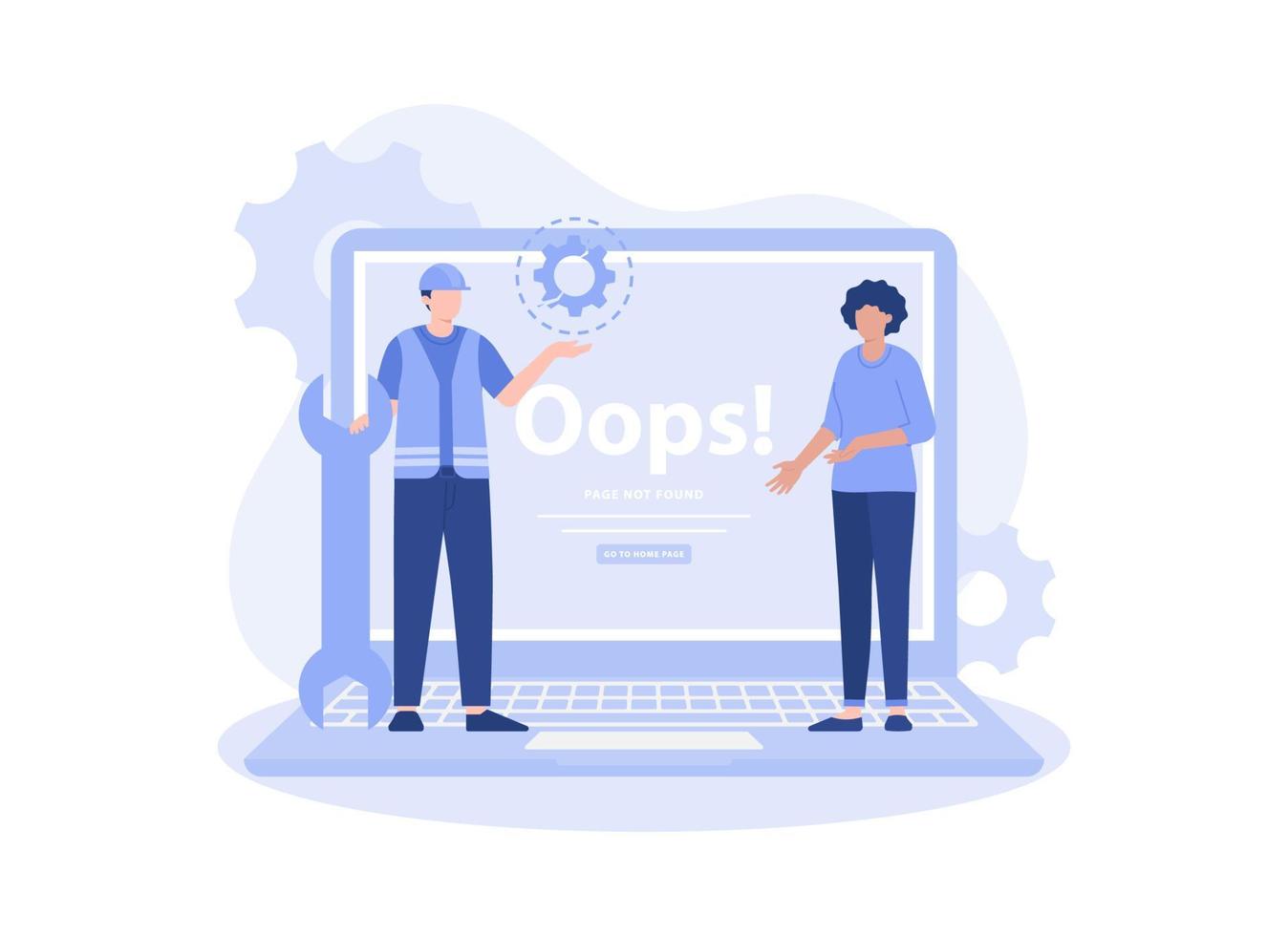 404 error page design concept. Computer screen with error. Modern vector flat illustration