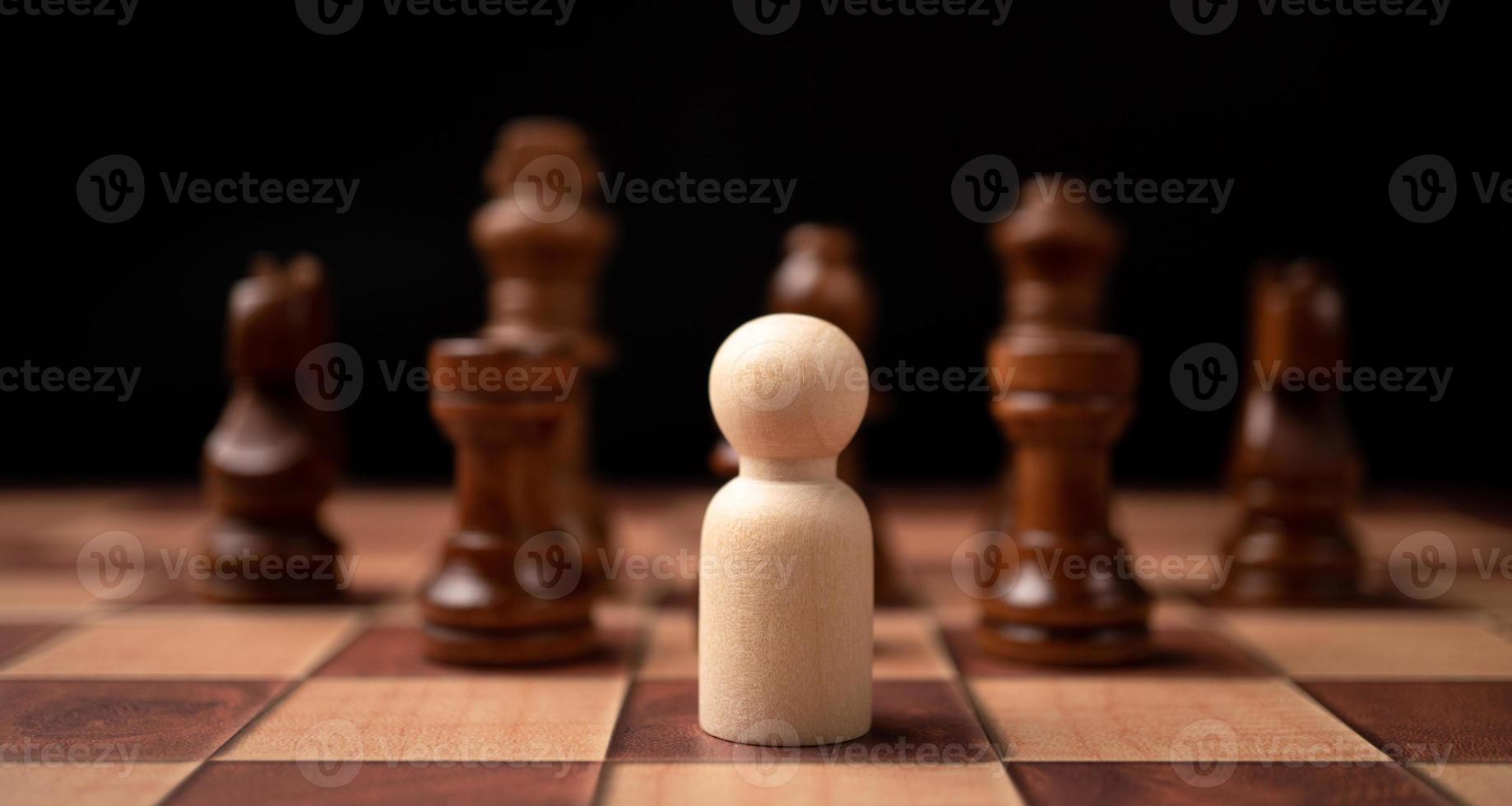 New business leader confrontation with king chess is a challenge for new business player, strategy and vision is key success. Concept of competition and leadership photo