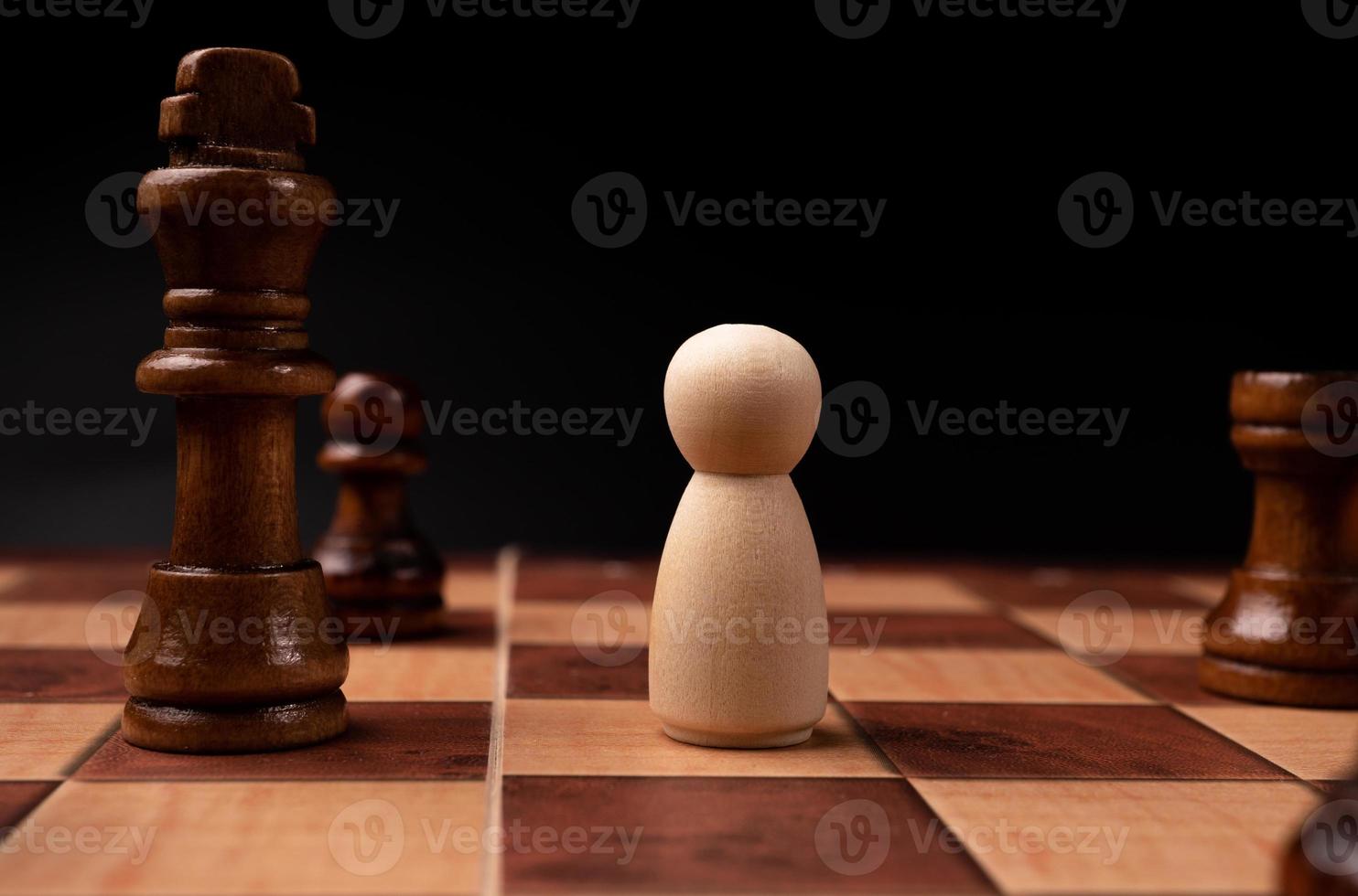 New business leader confrontation with king chess is a challenge for new business player, strategy and vision is key success. Concept of competition and leadership photo