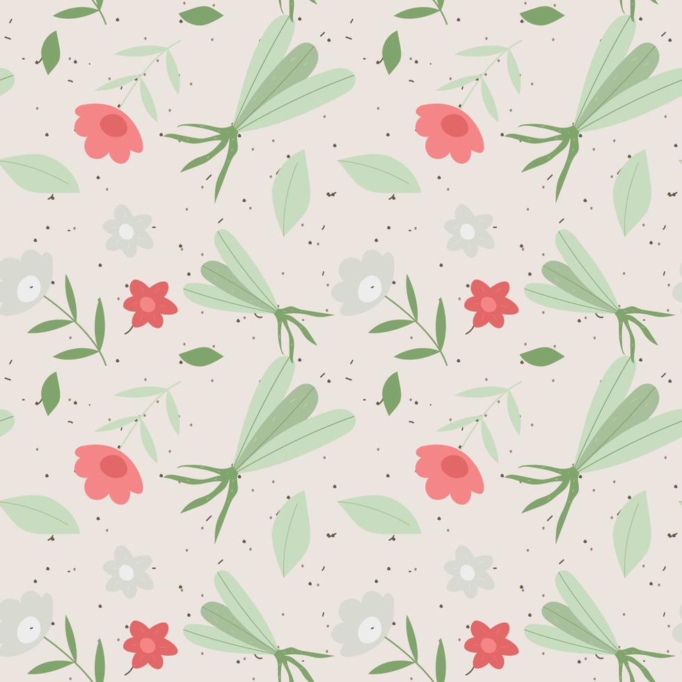 Organic shape with leaves and flowers shape pattern. vector