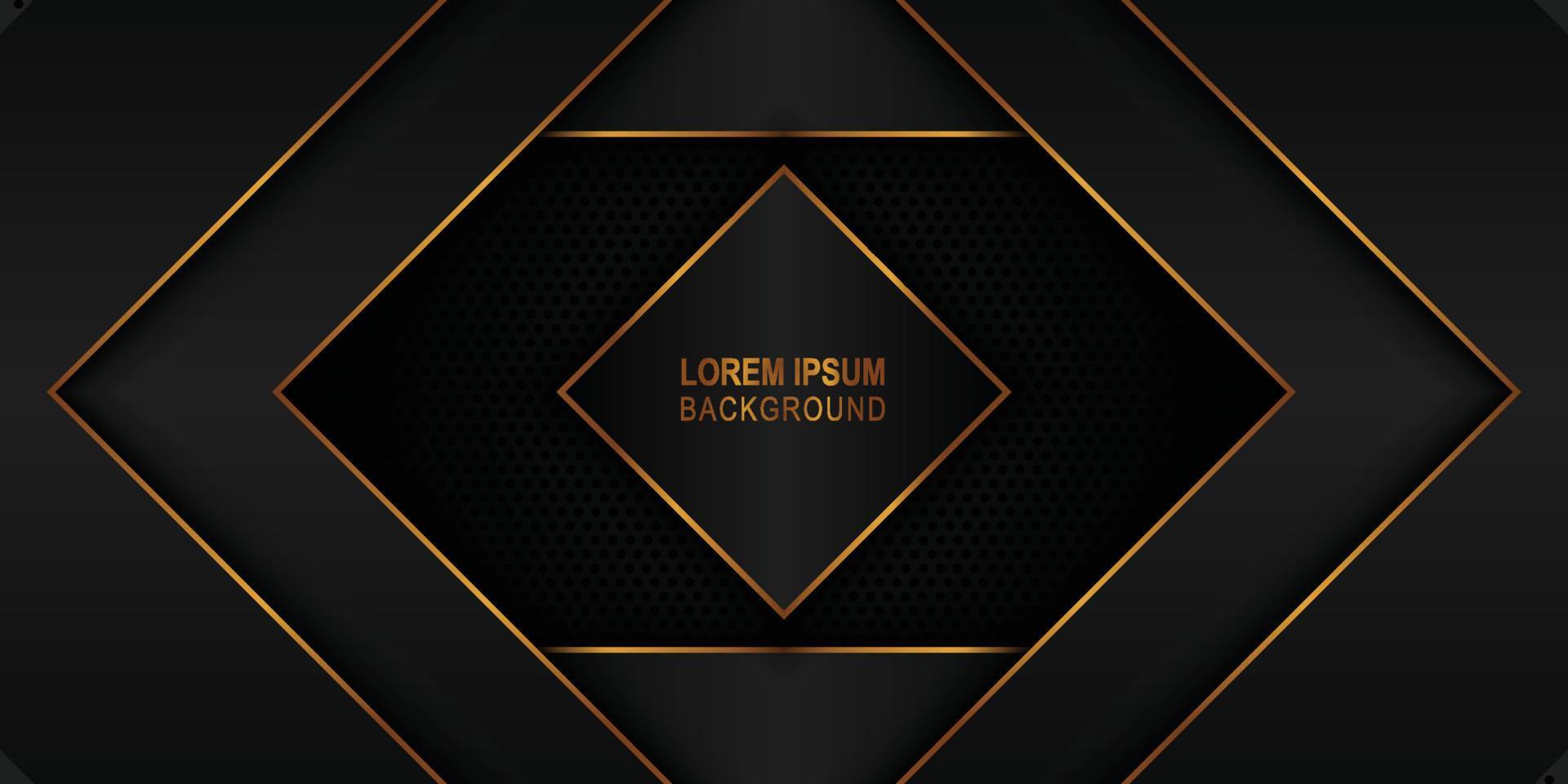Dark geometry with golden line and shadows on halftone background. vector