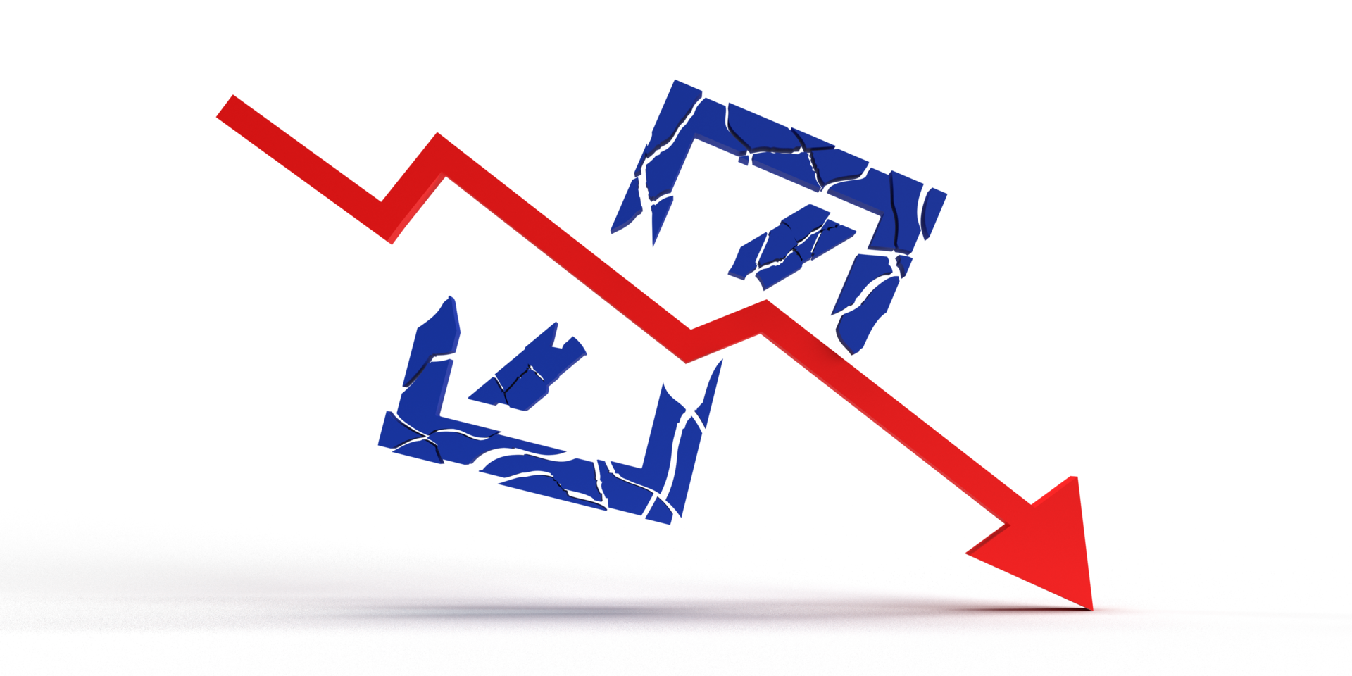 deutshe bank logo decisive red chart graph red down business fianacial investment financial wealth money saving euro currency aggressive german country svb bank deutsh bank failure stock.3d render png