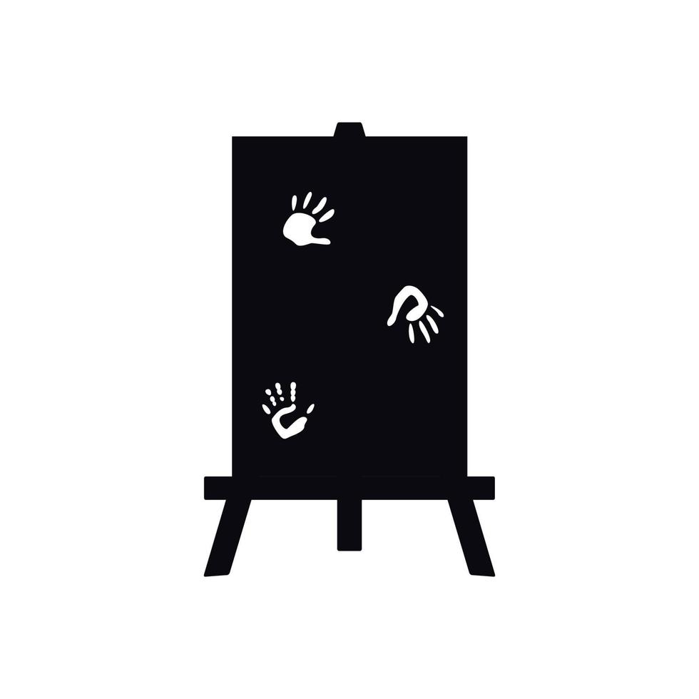 Flat vector painting tools in childish style. Hand drawn art supplies, easel with canvas