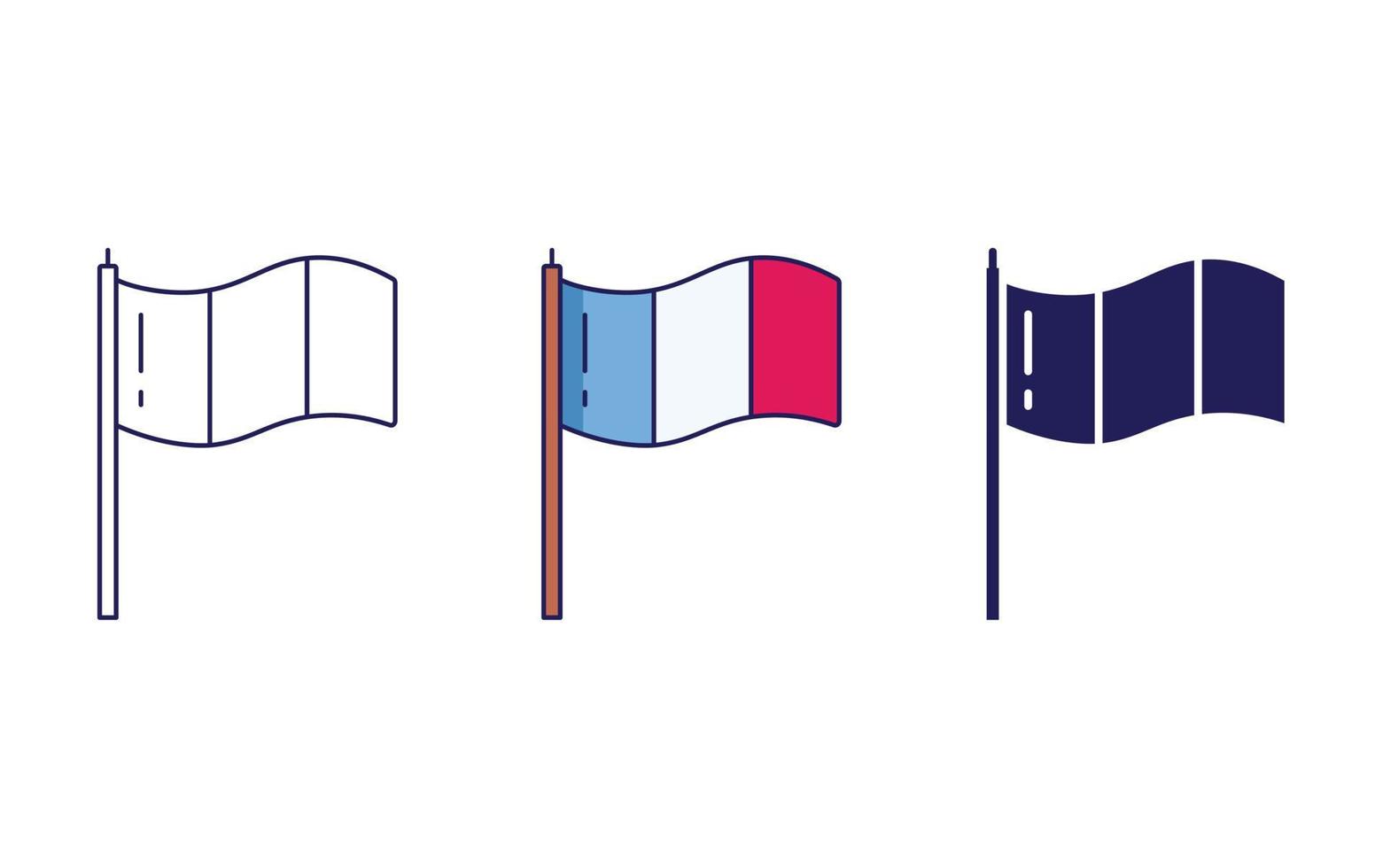 Francia ondulación bandera vector icono