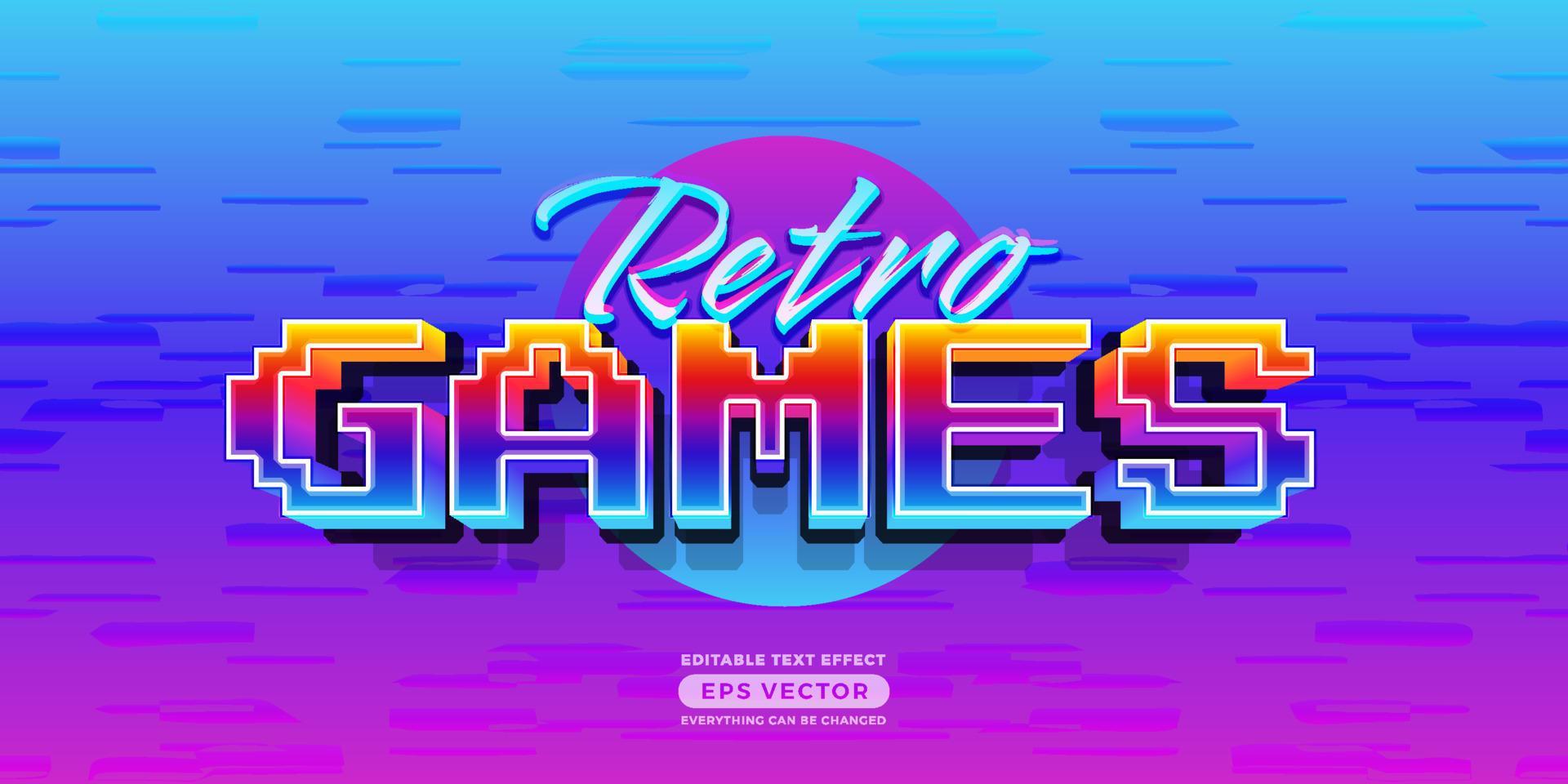 Retro Game Text Effect Style with vibrant theme realistic neon light ...