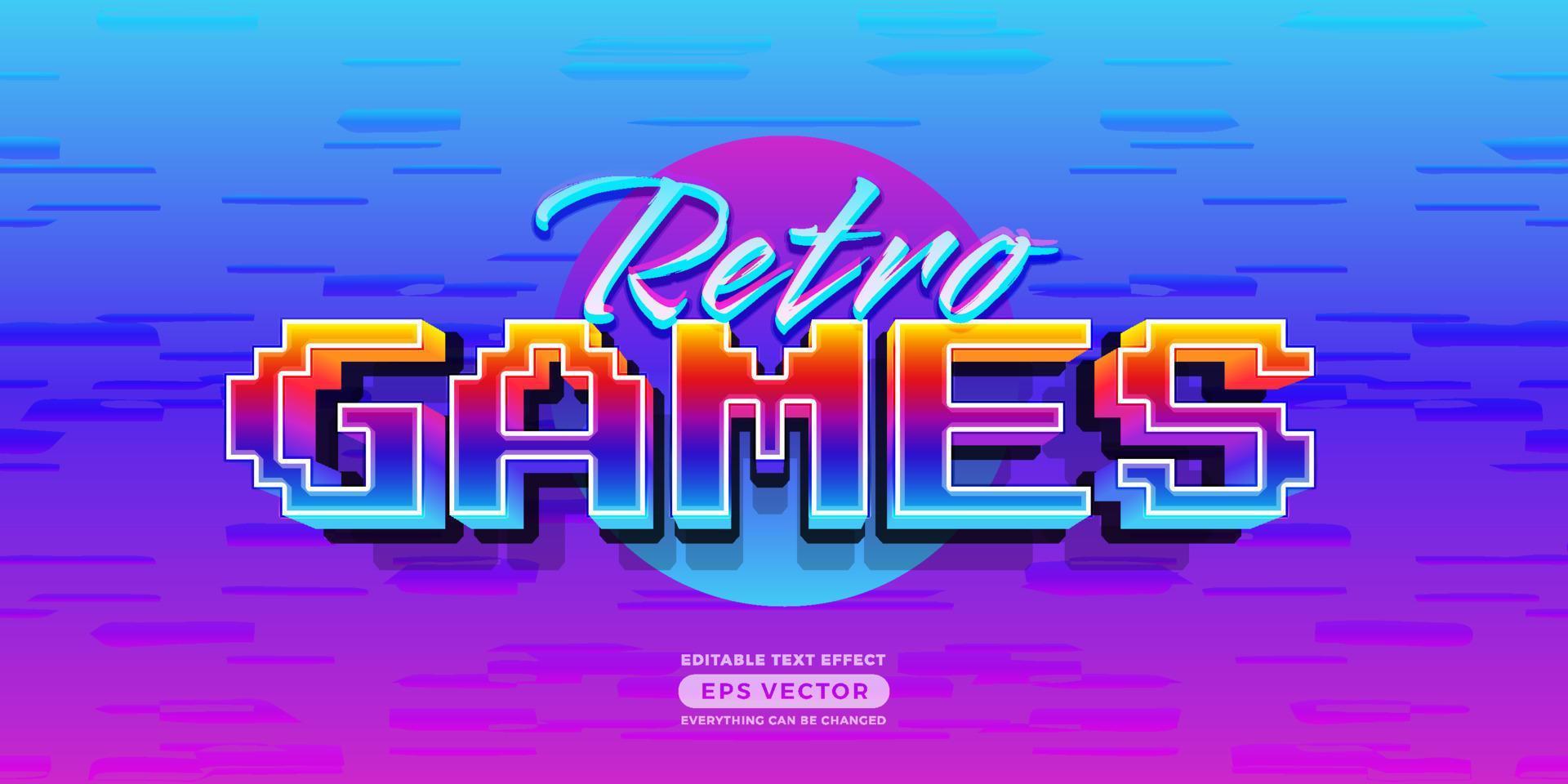 retro juego texto efecto estilo con vibrante tema realista neón ligero concepto para de moda volantes, social medios de comunicación, póster y bandera modelo promoción vector