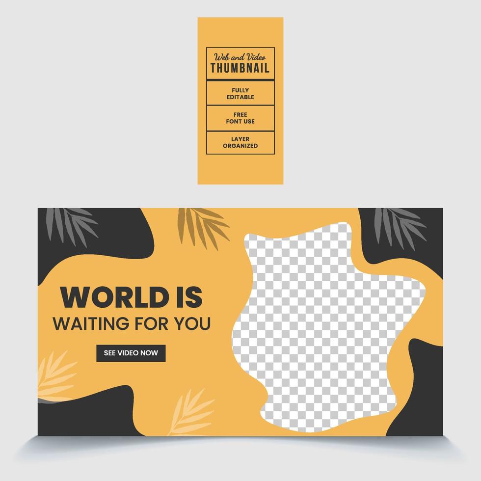 The world is waiting for you, enjoy the world summer vacation tour promotional thumbnail template in EPS file format High quality easy to customize vector