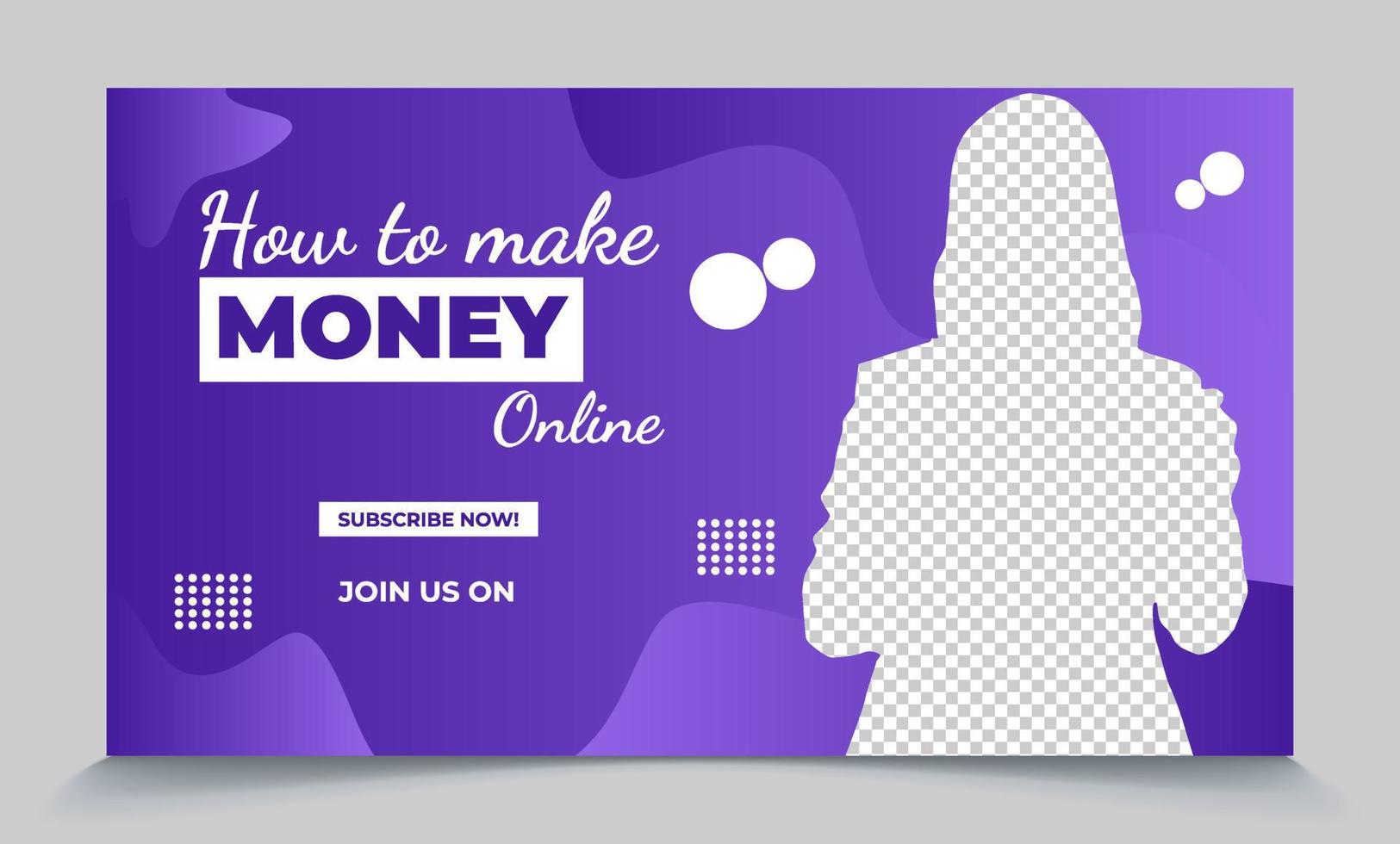 How to make money online promotional video thumbnail post-ready file vector eps