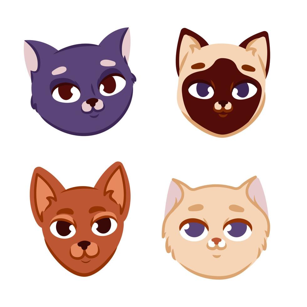 linda gato caras. vector ilustración. Listo gatos en un blanco antecedentes