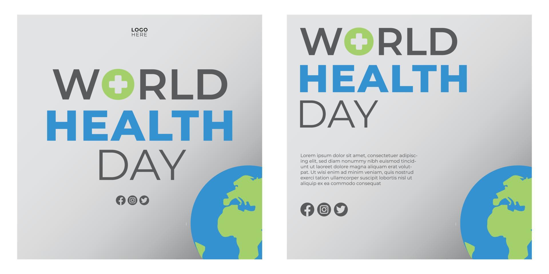 The set of world health day social media post template vector