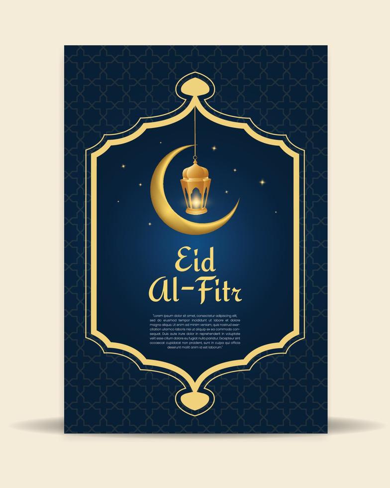 único Ramadán póster con azul color tema. vector
