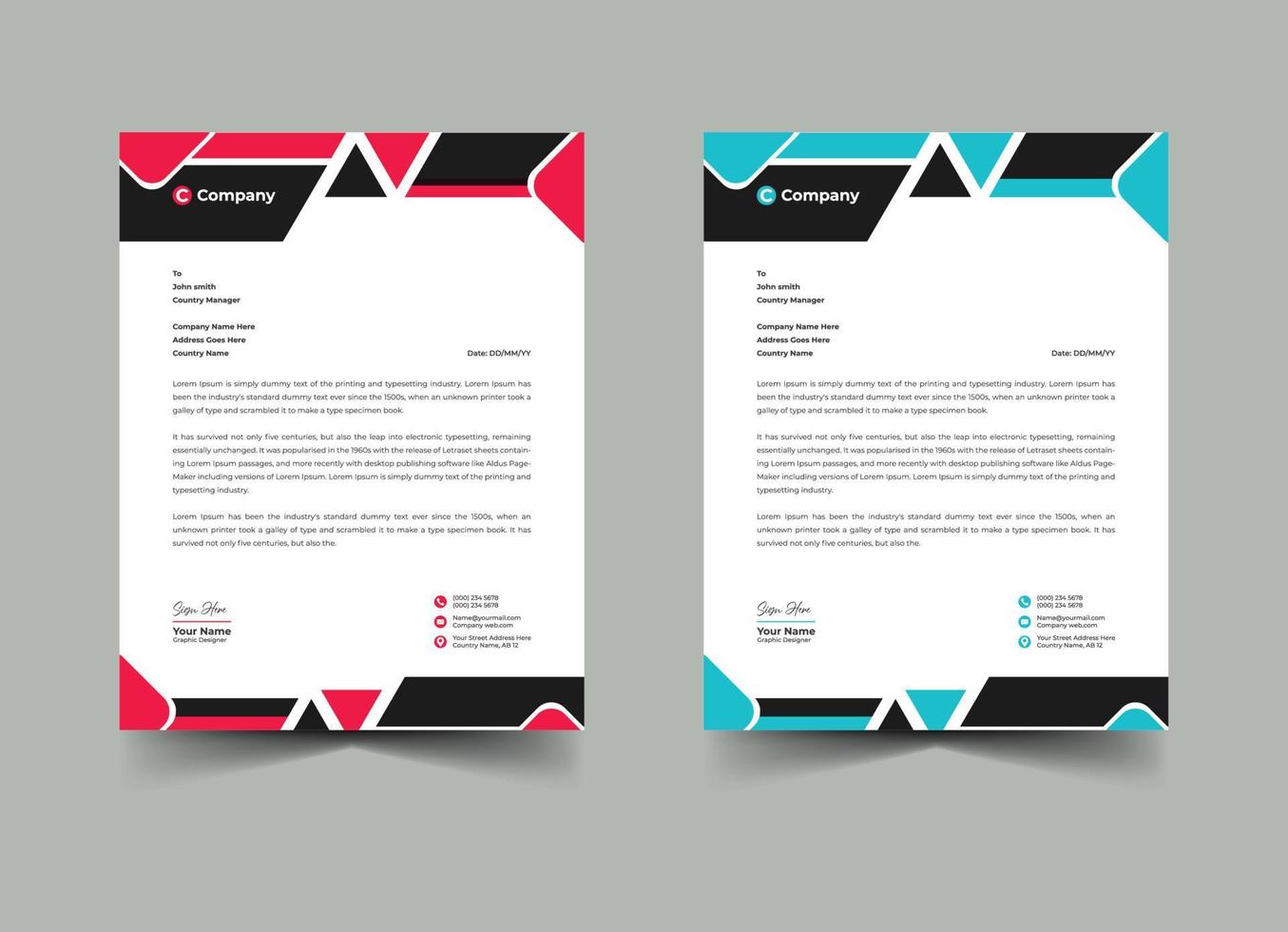 Modern business letterhead template Letterhead template professional business eps vector