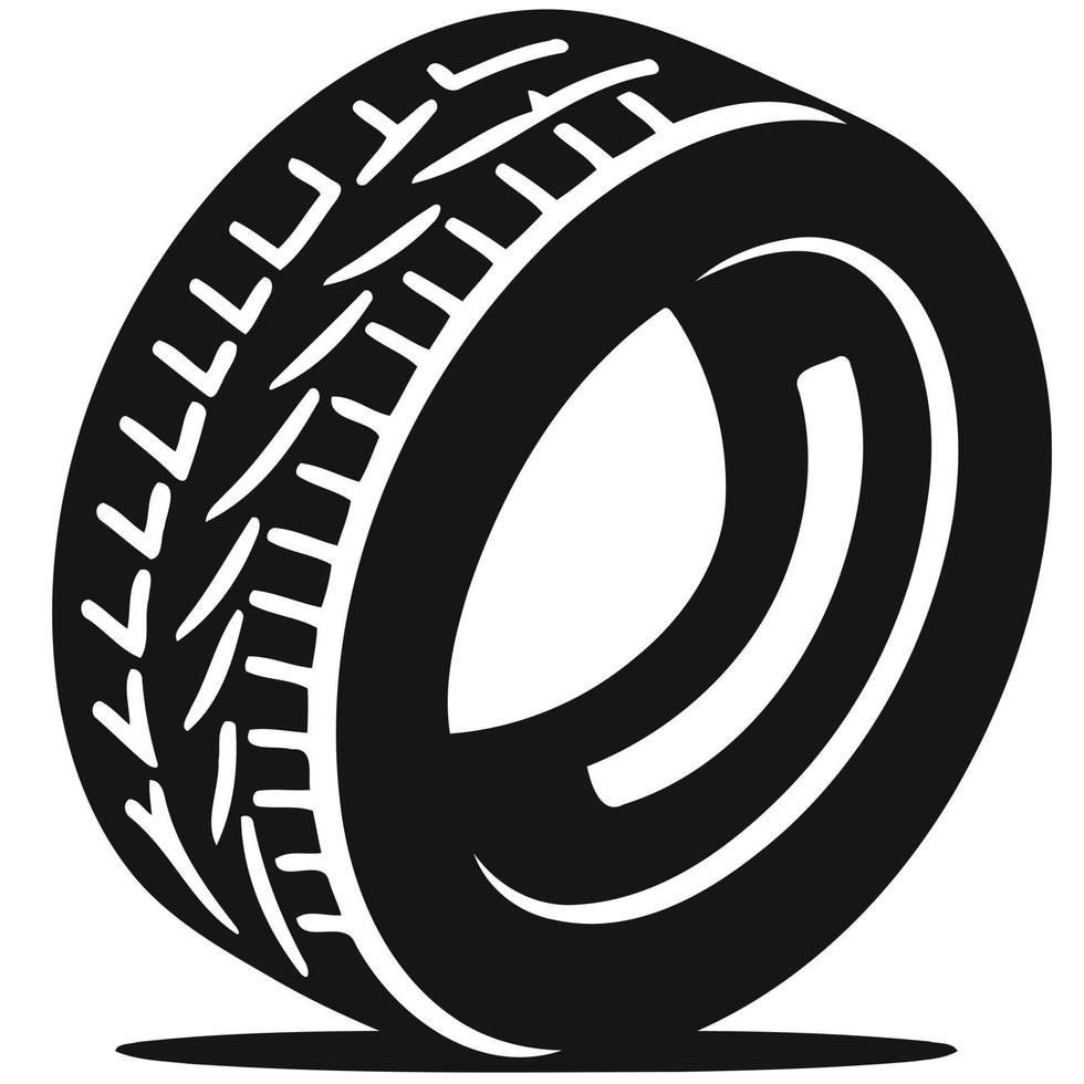 passenger car tire black and white vector