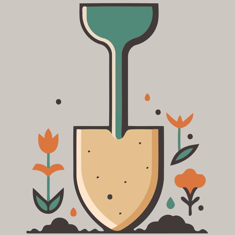 small shovel soil and gardening tool vector