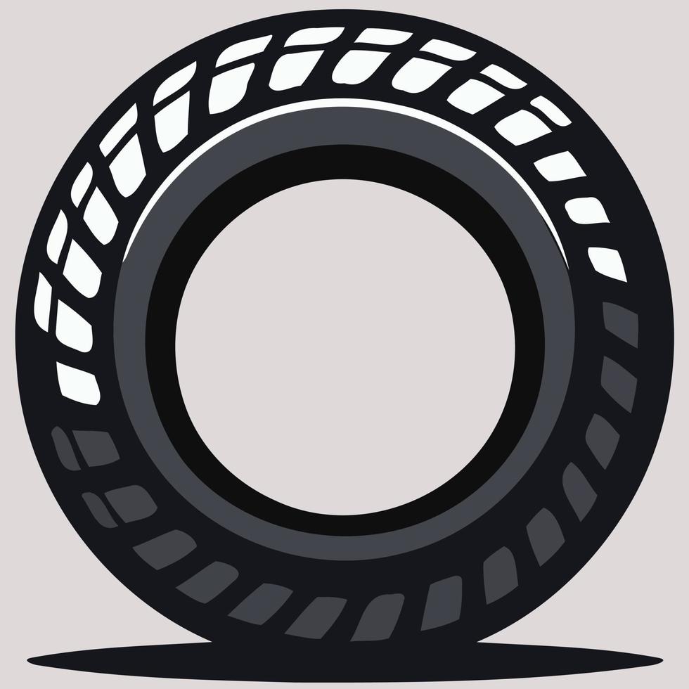 passenger car tire black and white vector