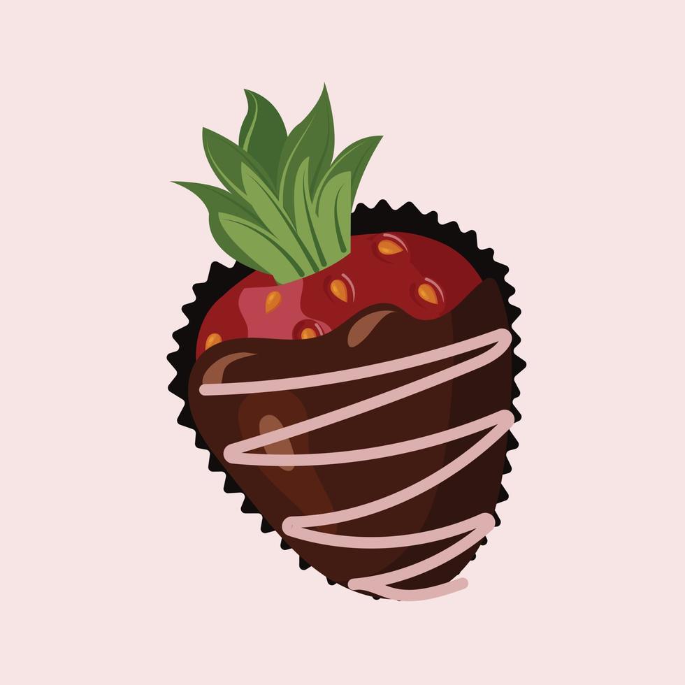 Ripe strawberries in chocolate glaze. fondue dessert. Seamless pattern. Vector illustration.