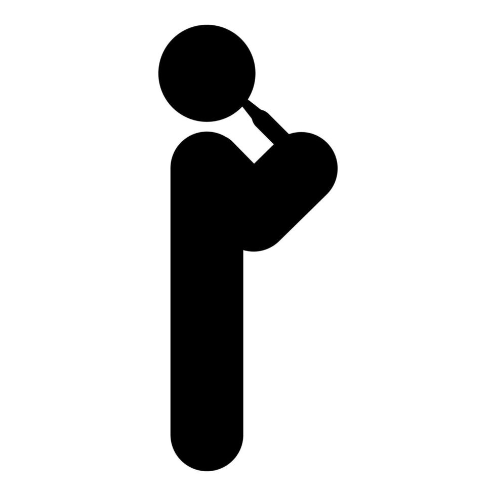 Man drinking alcohol from bottle of beer wine drunk people concept stick use beverage drunkard booze standing icon black color vector illustration image flat style