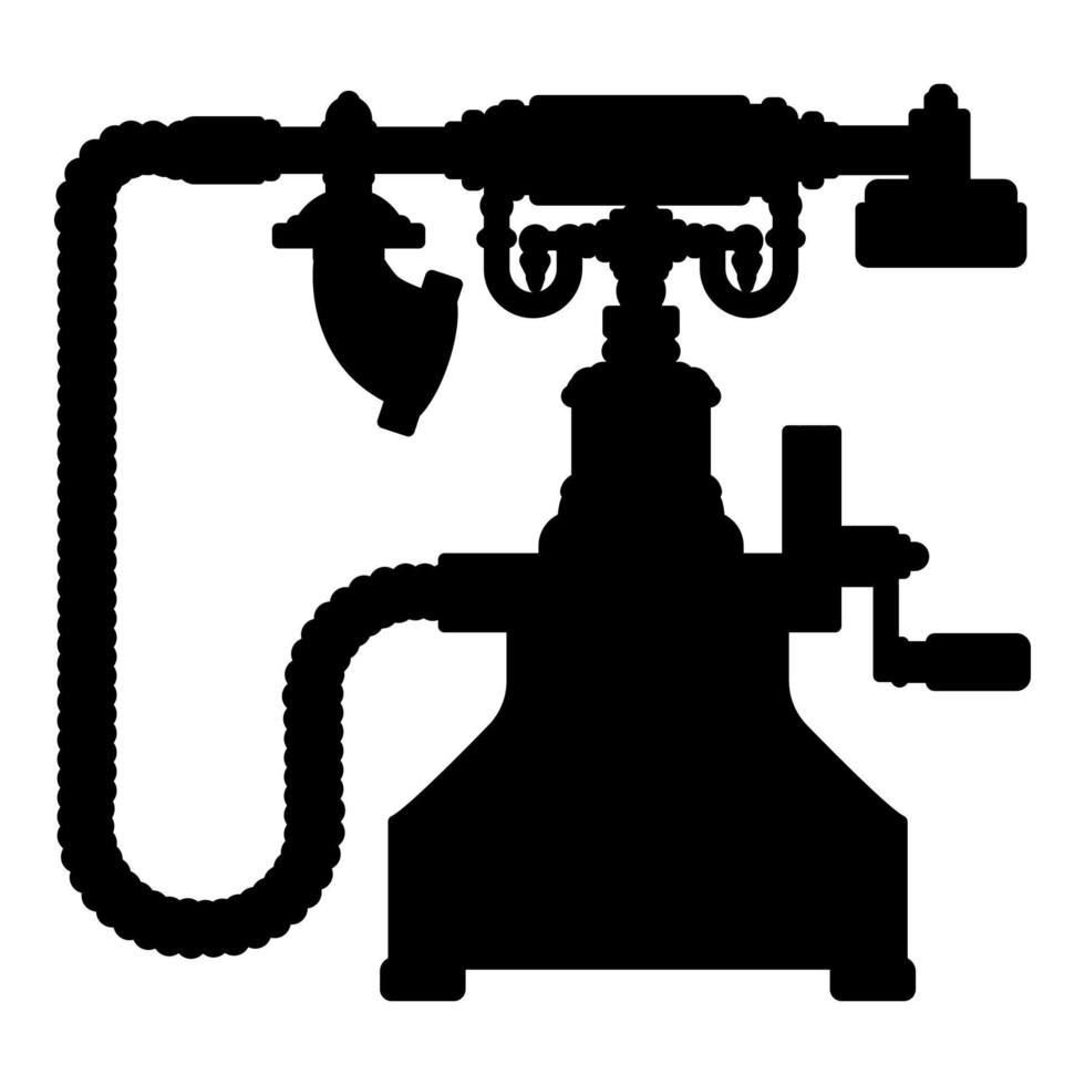 Clásico teléfono retro teléfono antiguo antiguo producción icono negro color vector ilustración imagen plano estilo