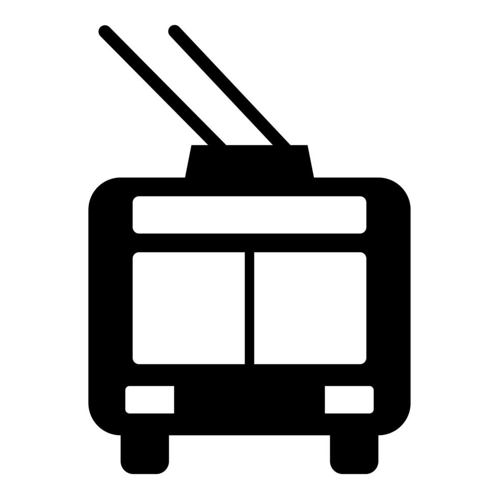 Trolleybus electric city transportation urban public transport trolley bus icon black color vector illustration image flat style