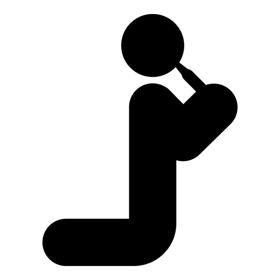 Man drinking alcohol from bottle of beer wine drunk people concept stick use beverage drunkard booze stands on the knees icon black color vector illustration image flat style