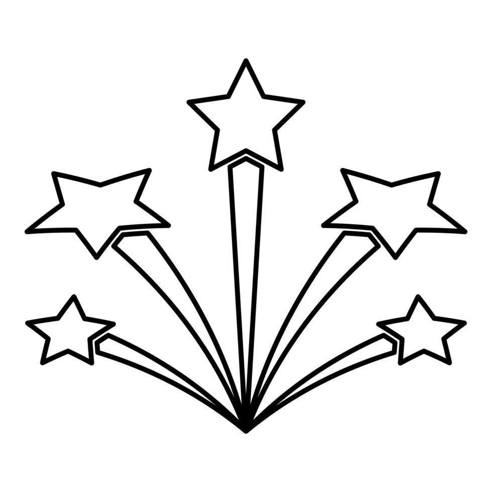 Salute with stars firework starry contour outline line icon black color vector illustration image thin flat style