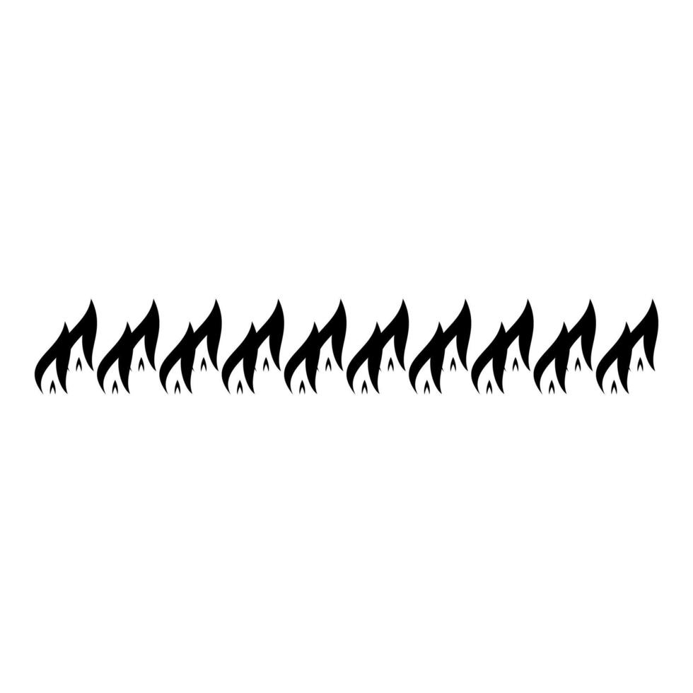 Burning fire flame row icon black color vector illustration image flat style
