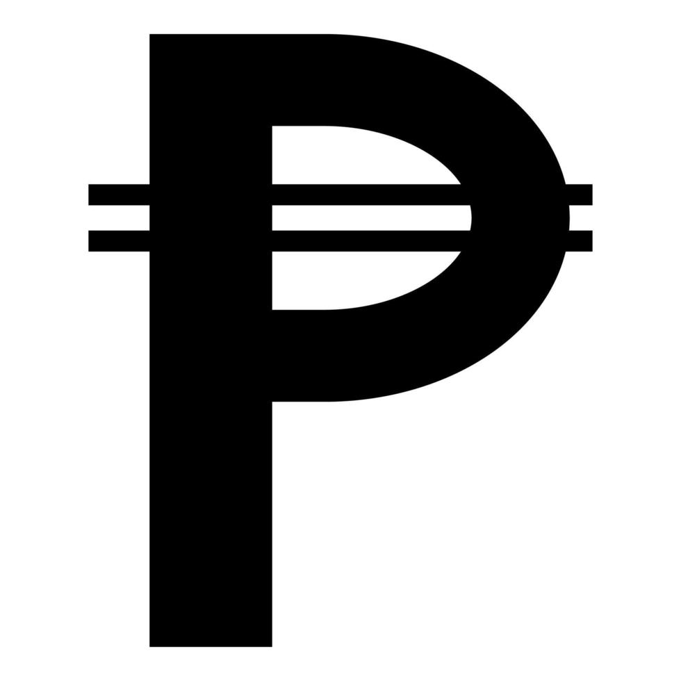 firmar de filipino peso moneda dinero símbolo pesos icono negro color vector ilustración imagen plano estilo