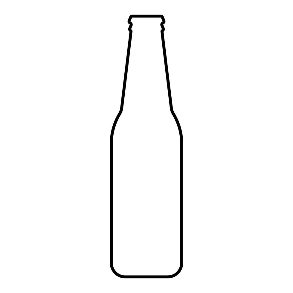 Bottle beer with glass contour outline line icon black color vector illustration image thin flat style