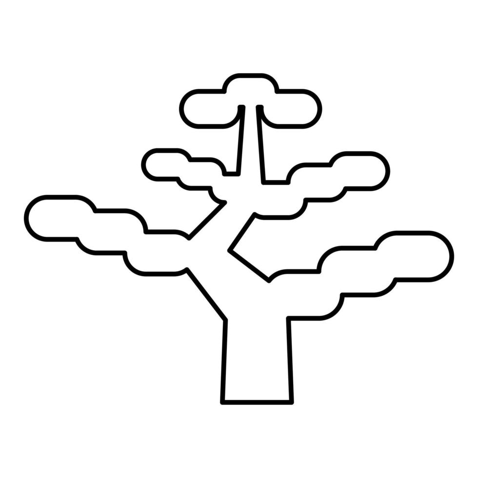 bonsai árbol japonés contorno contorno línea icono negro color vector ilustración imagen Delgado plano estilo