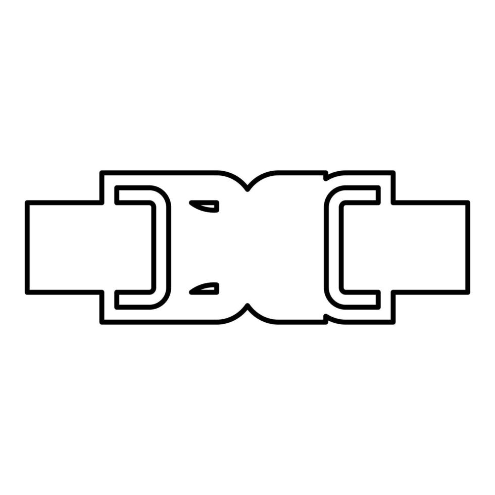 Buckle fastener clasp furniture for clothes system of fast snap join for backpack bag closed contour outline line icon black color vector illustration image thin flat style