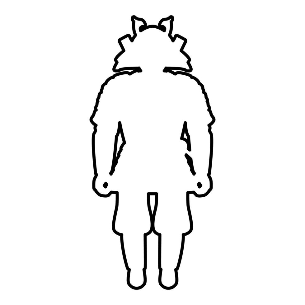 Samurai japanese war's hero silhouette warrior contour outline line icon black color vector illustration image thin flat style