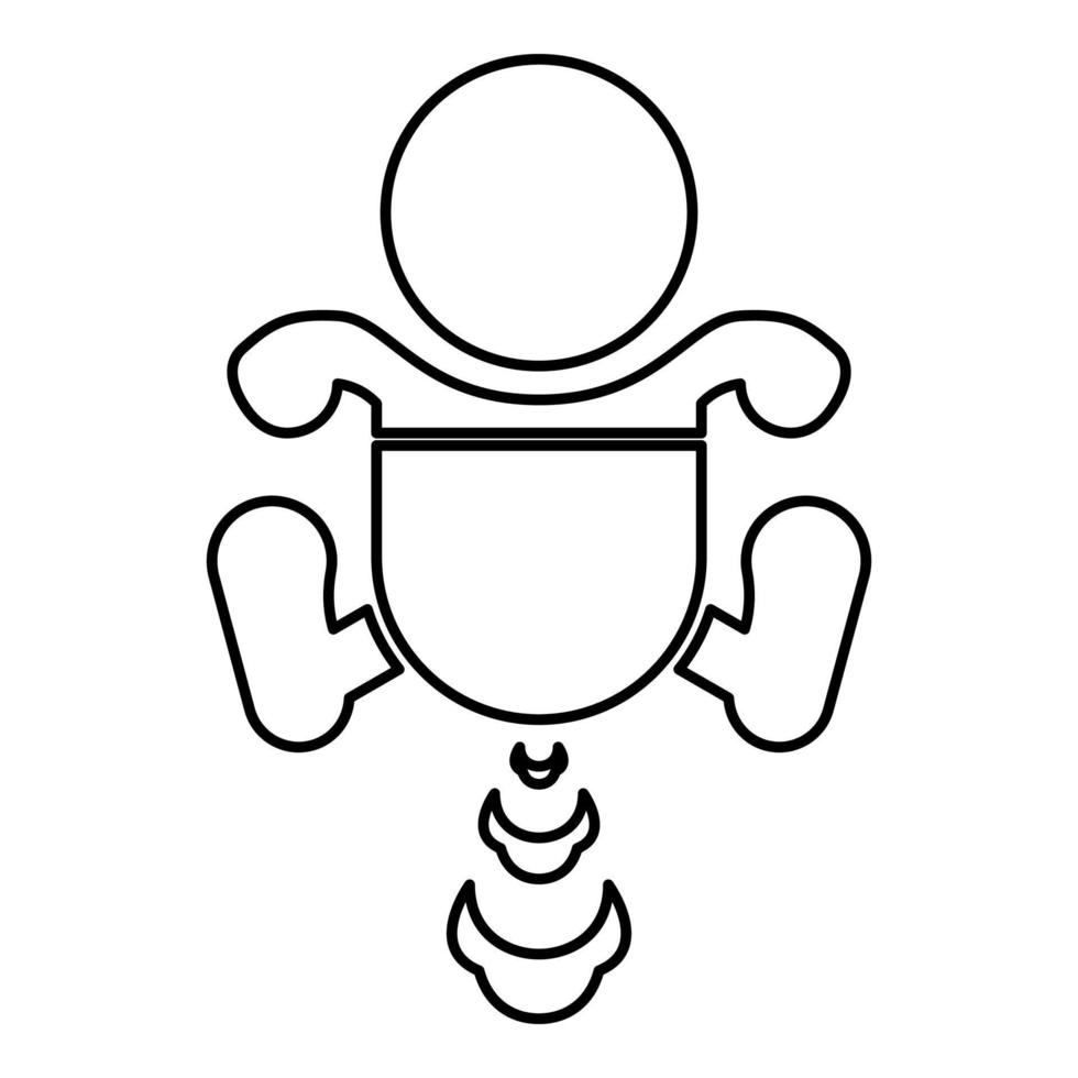 Child infant baby kid farts break wind farting bloating gas cloud stench bad smell flatulency contour outline line icon black color vector illustration image thin flat style