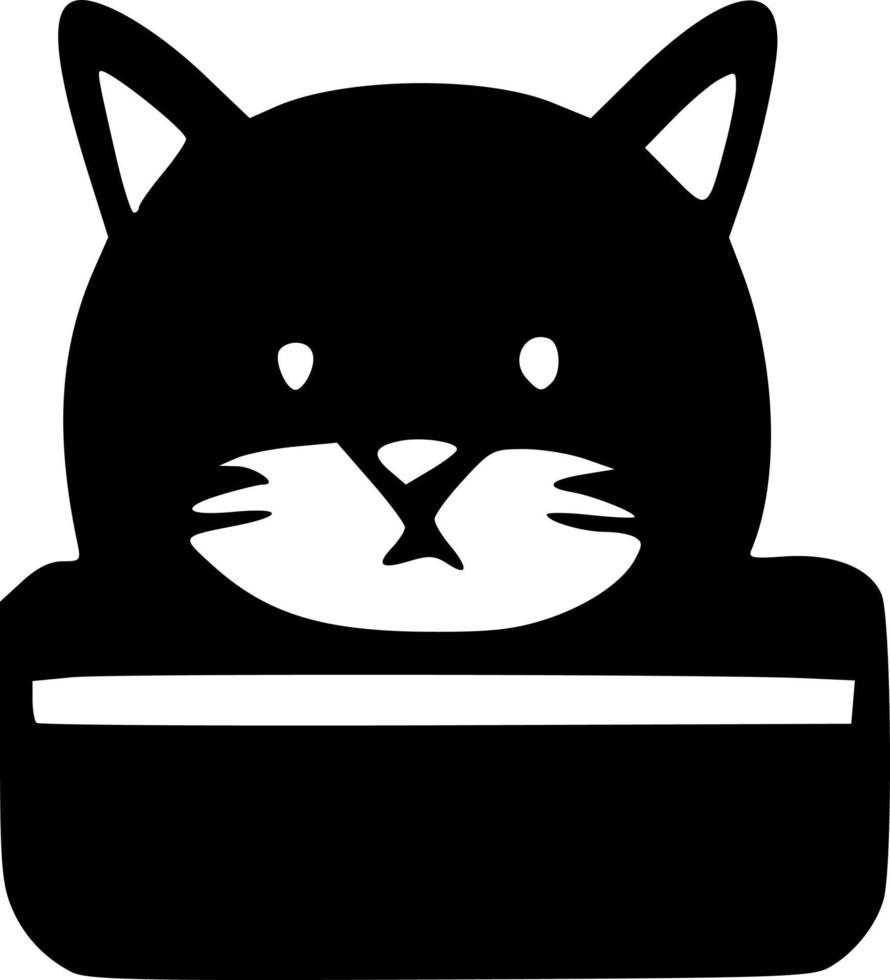 black and white of cute cat vector